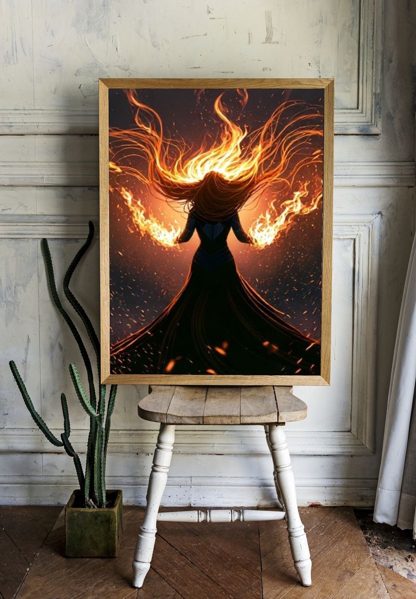 Fire Dancer Digital Art Poster. — room view 1