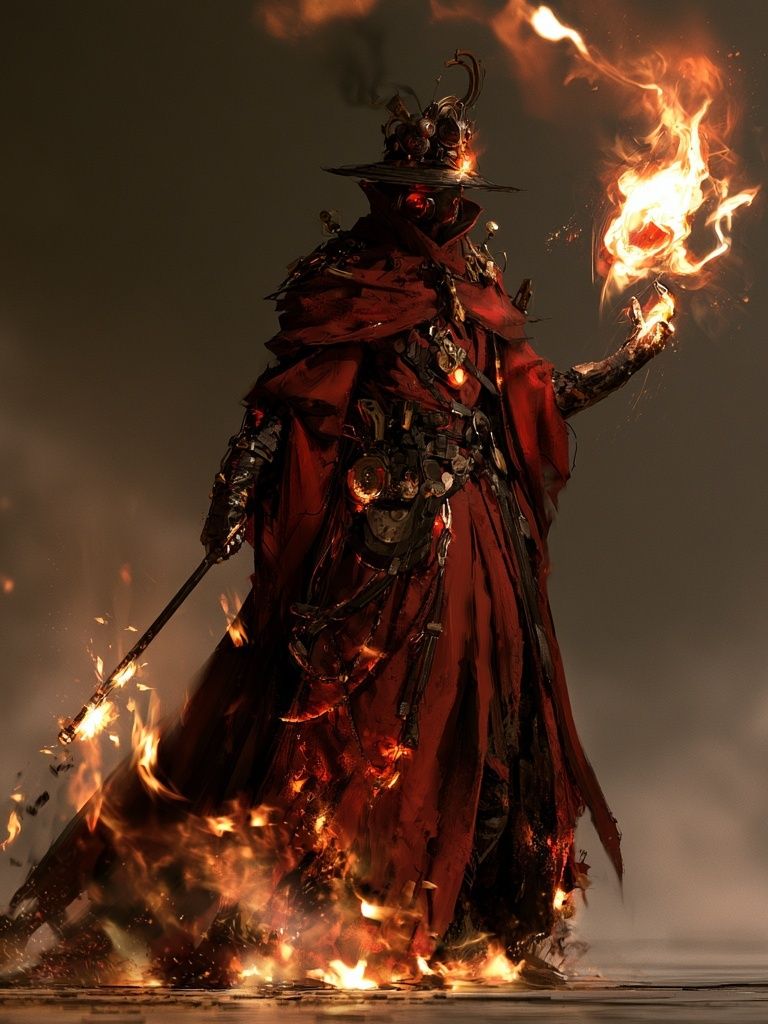 Flame-Wreathed Sorcerer Digital Art Poster. poster detail