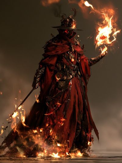 Flame-Wreathed Sorcerer Digital Art Poster.