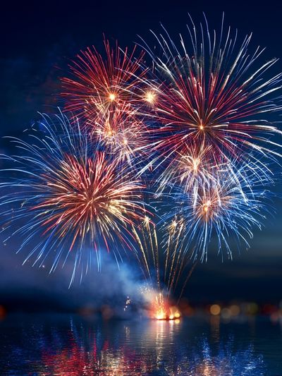 Fireworks Over Water Photography Poster. poster