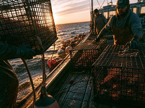 Fishing Boat at Sunset Photography Poster. poster — photography art
