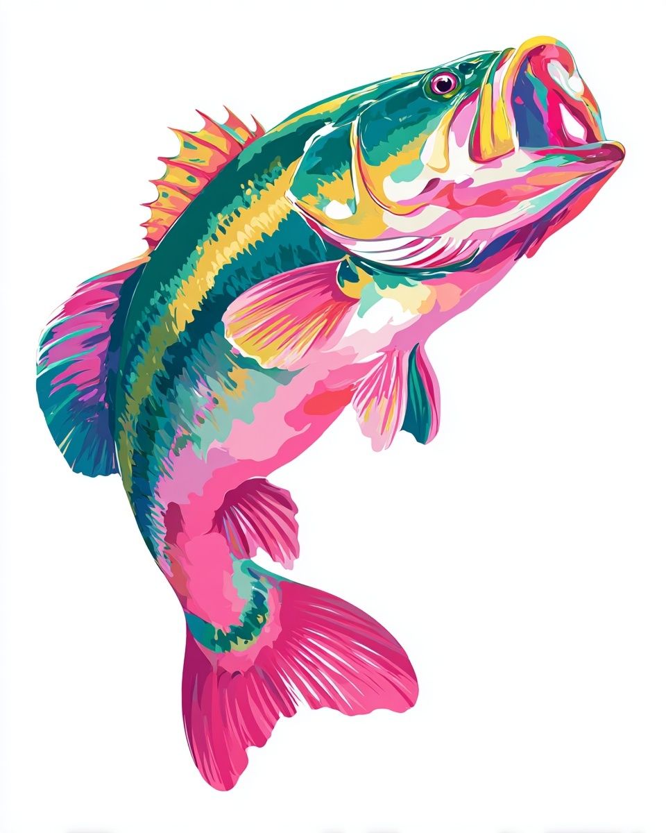 Colorful Bass Fish Illustration Poster. poster — illustration art