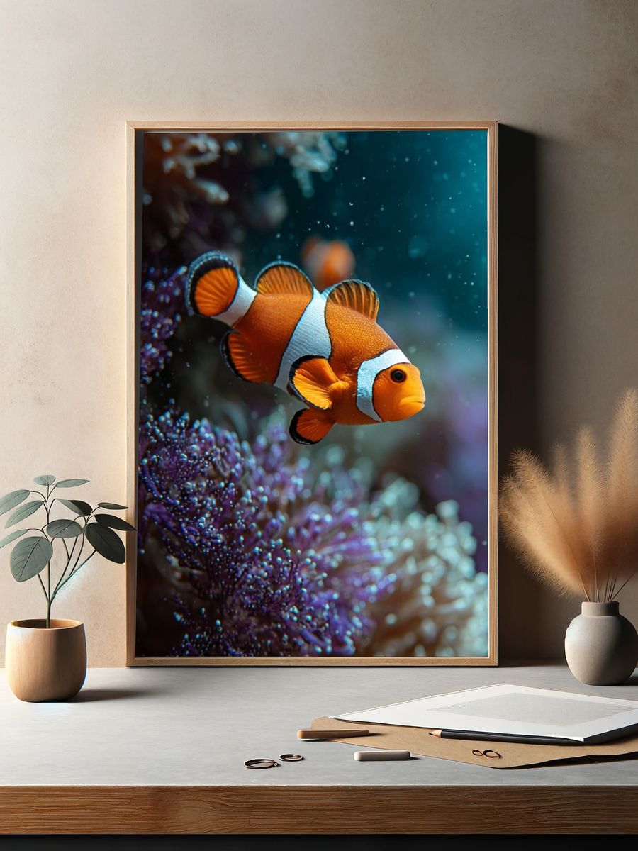 Clownfish Underwater Photography Poster. — room view 2