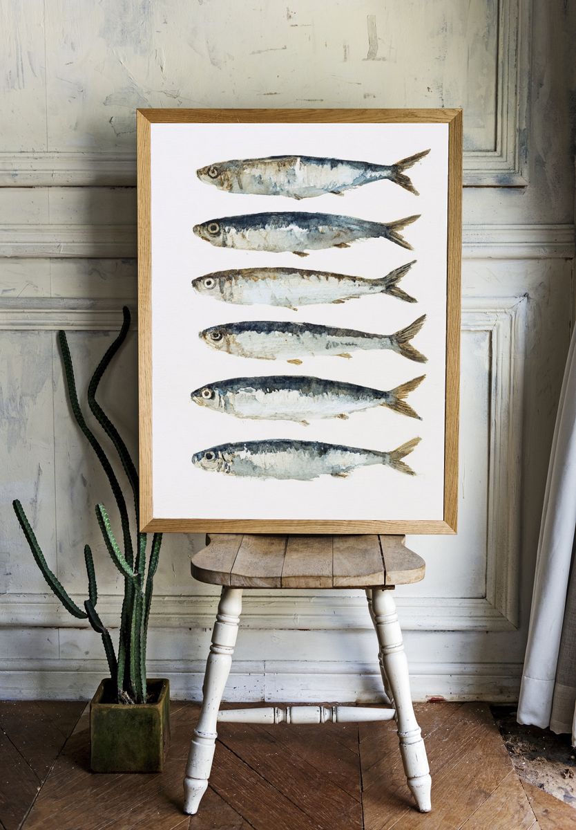 Watercolor Fish Illustration Poster. room preview