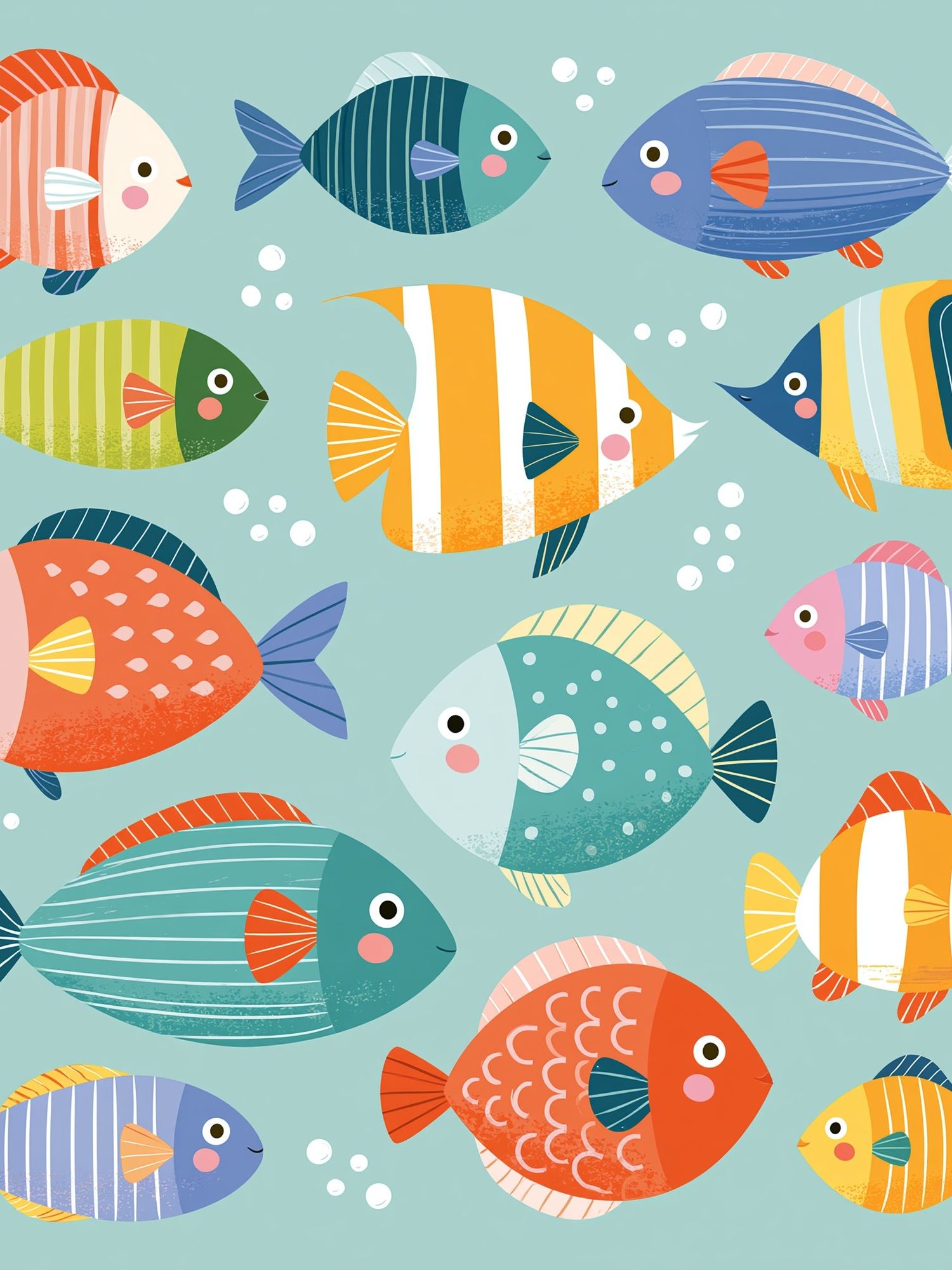 Playful Fish Pattern Illustration Poster. poster detail