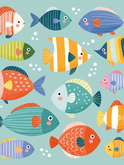 Playful Fish Pattern Illustration Poster. poster
