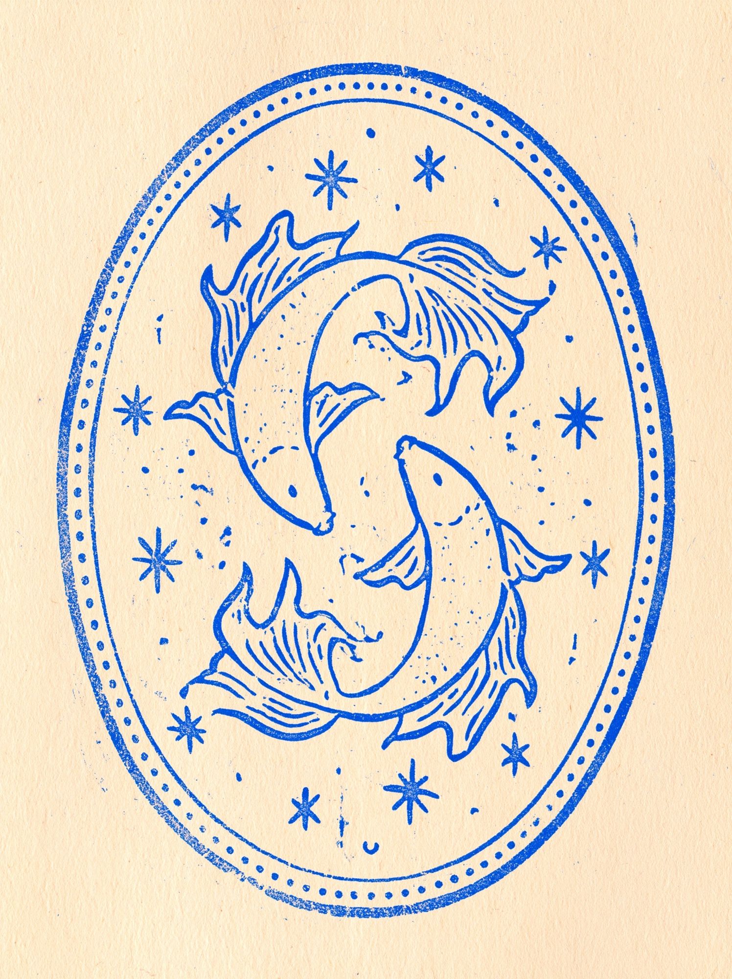 Twin Fish Zodiac Illustration Poster. poster detail