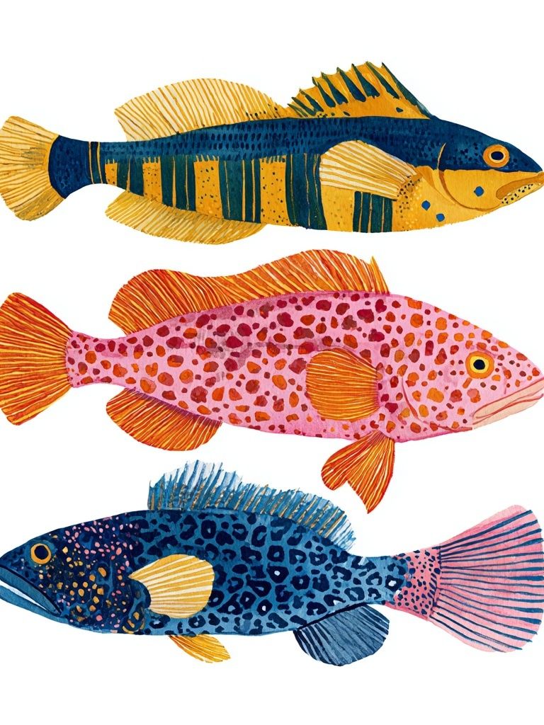 Colorful Fish Illustration Poster. poster detail