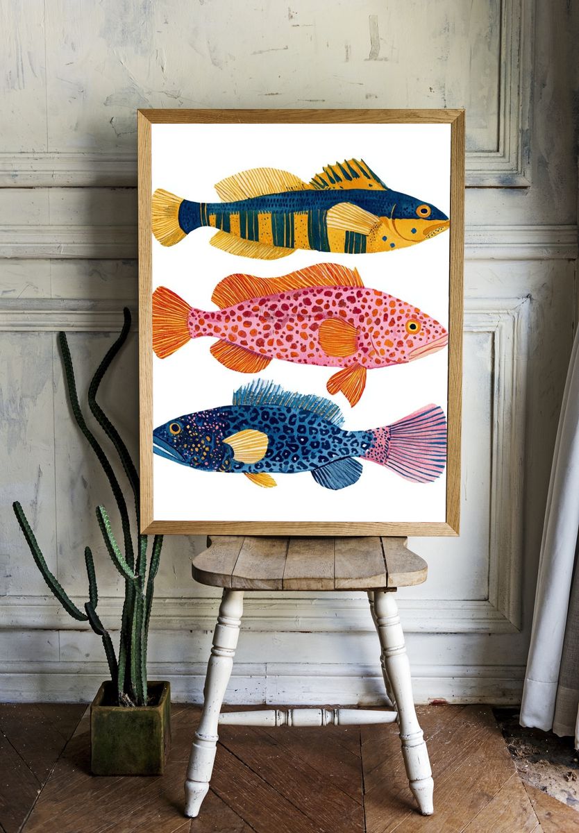 Colorful Fish Illustration Poster. room preview