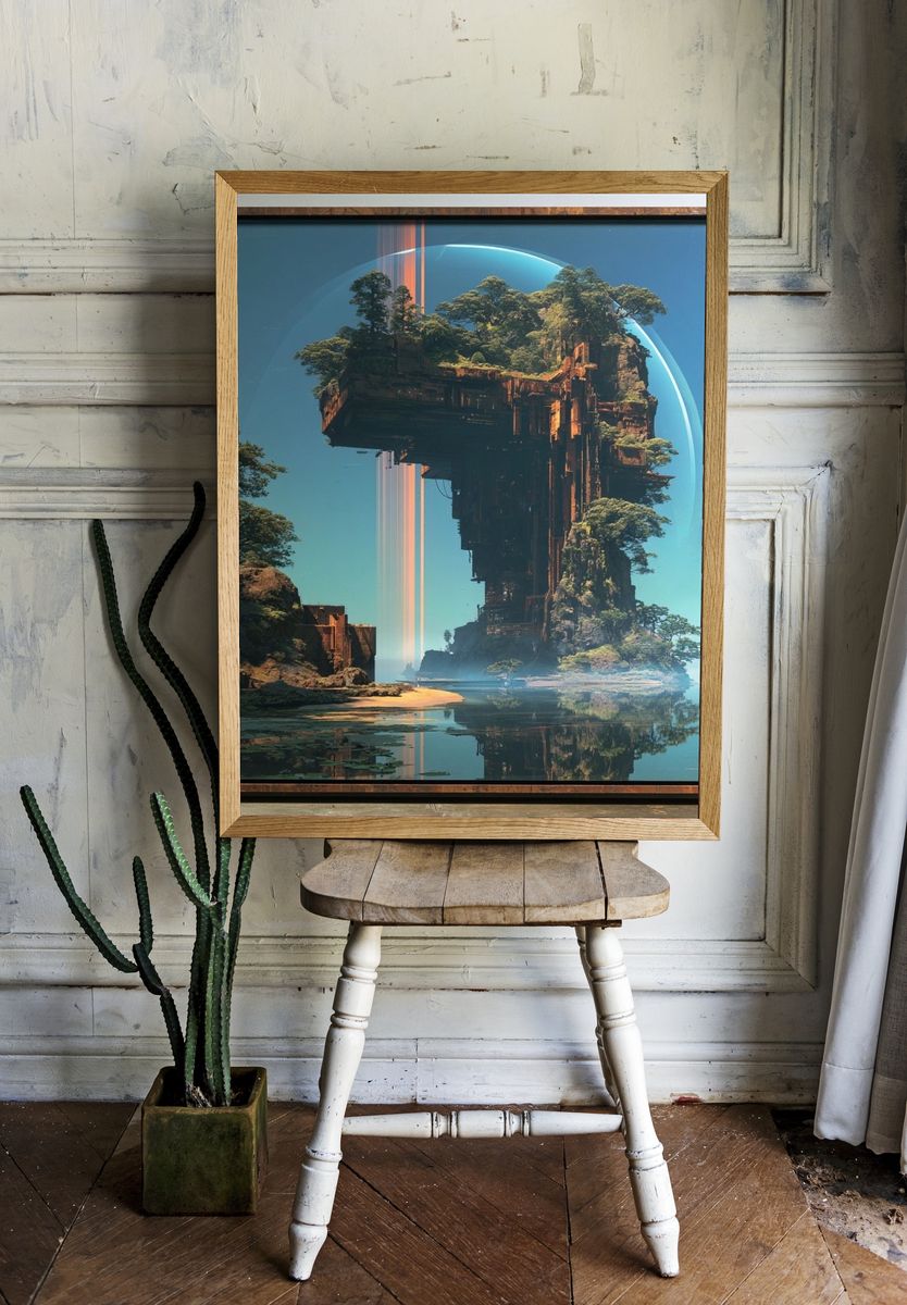 Floating Island Sci-Fi Landscape Print. — room view 1