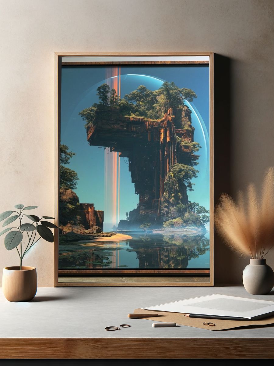 Floating Island Sci-Fi Landscape Print. — room view 2