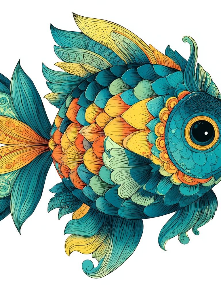 Whimsical Tropical Fish Illustration Poster. poster detail