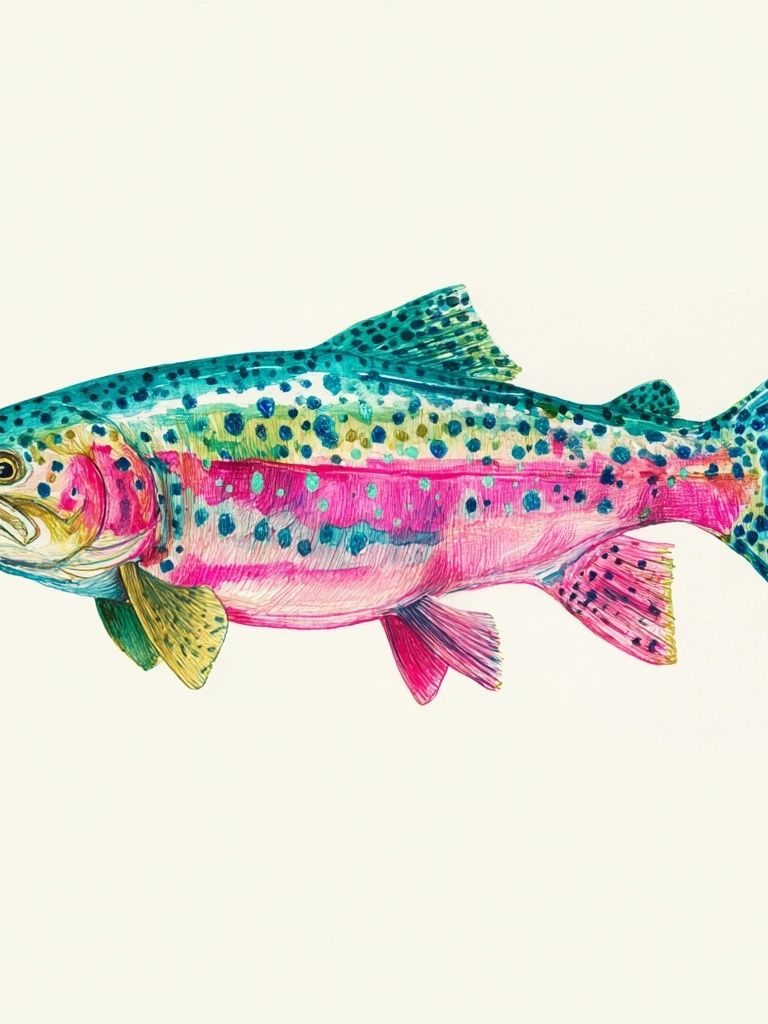 Colorful Rainbow Trout Illustration Poster. poster — illustration art