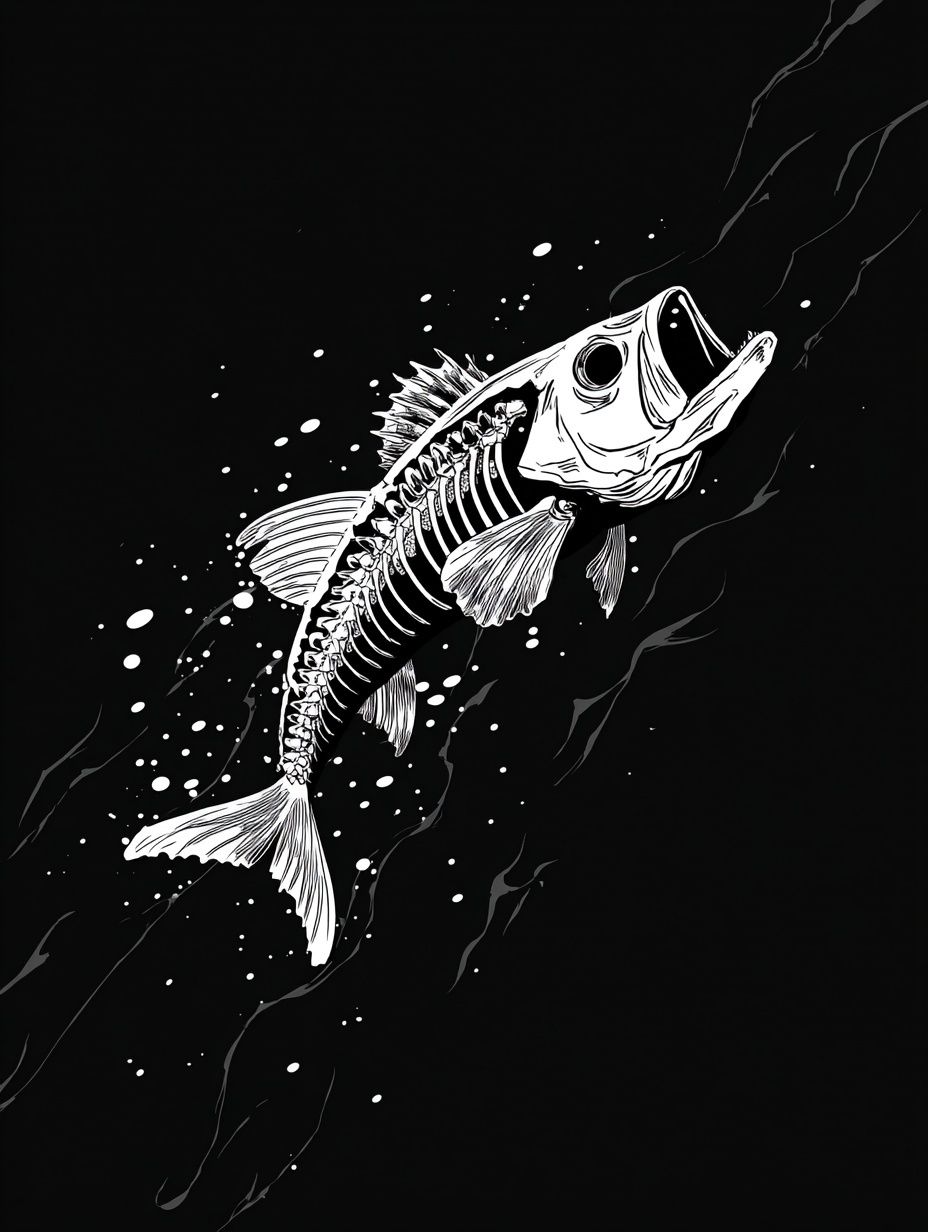 Skeleton Fish Ink Poster. poster detail