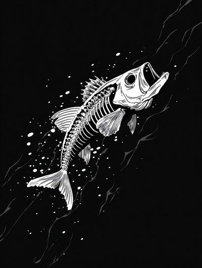 Skeleton Fish Ink Poster. poster print