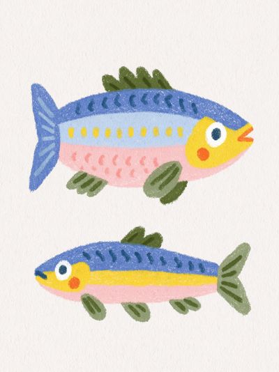Playful Fish Illustration Poster. poster print