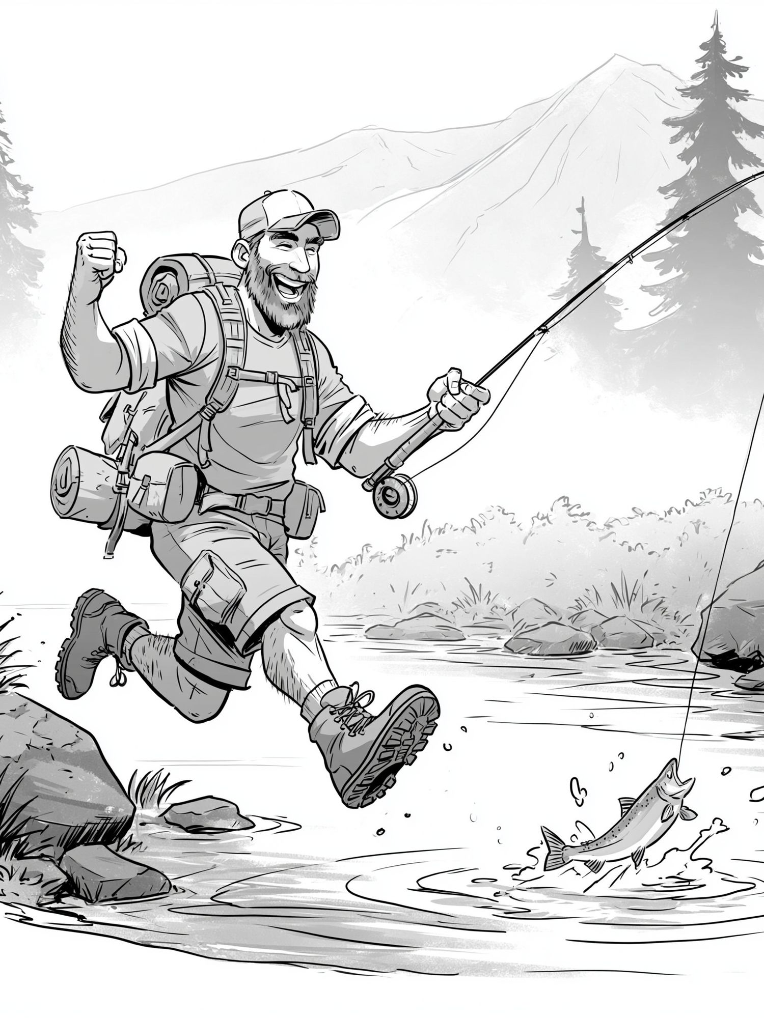 Fly Fishing Adventure Illustration Poster. poster detail