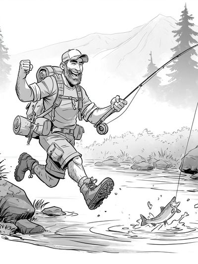 Fly Fishing Adventure Illustration Poster. poster