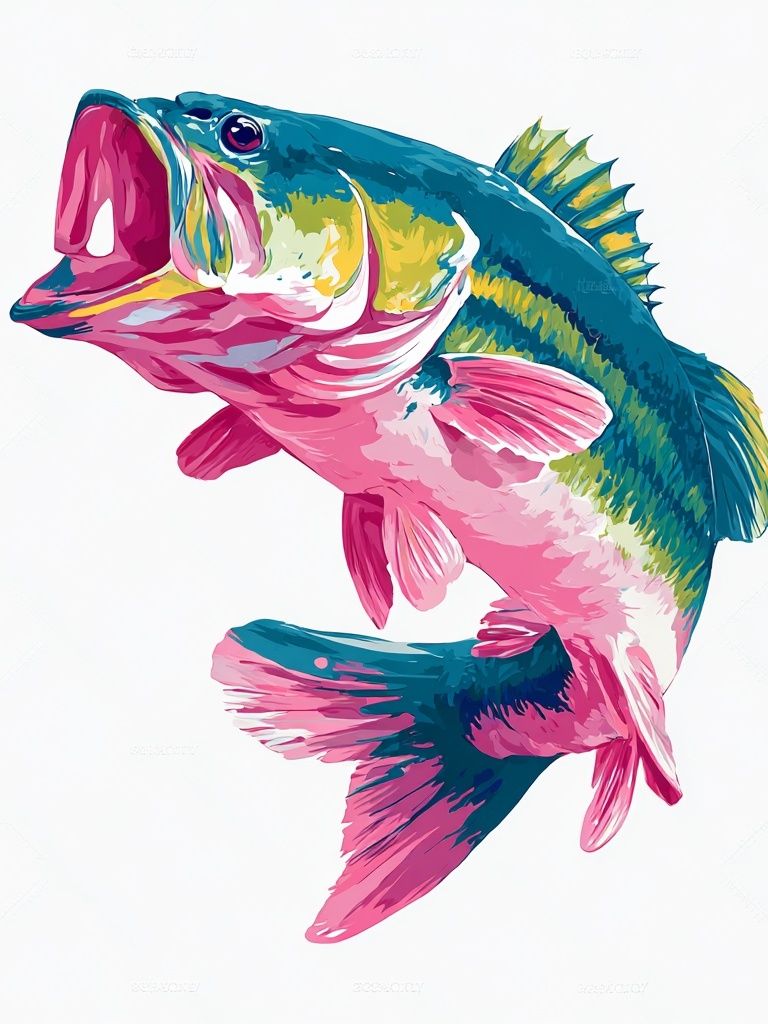 Colorful Bass Fish — Illustration Print. poster detail