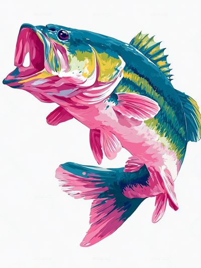Colorful Bass Fish — Illustration Print. poster