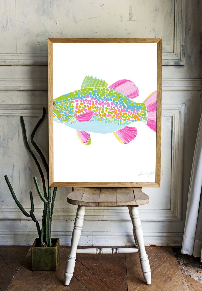 Colorful Trout Fish — Illustration Print. — room view 1