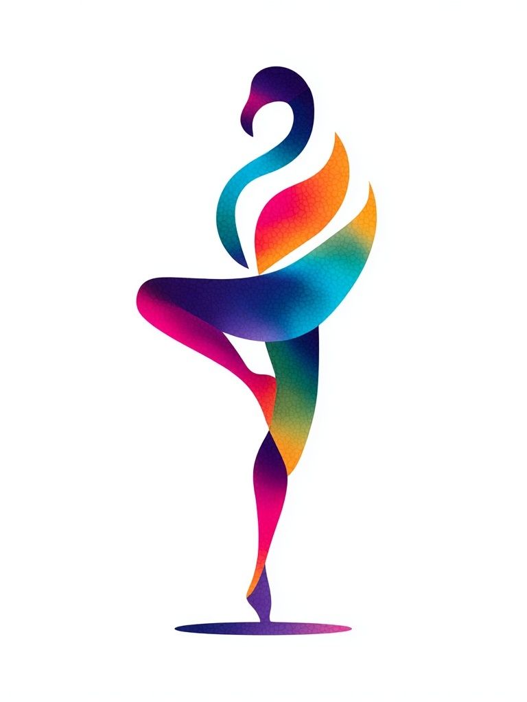 Colorful Flamingo Dance Illustration Poster. poster — illustration art