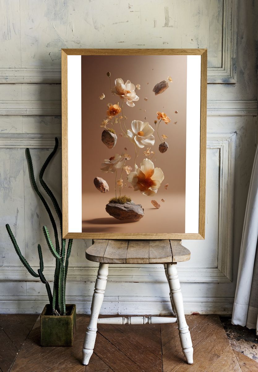 Floating Floral Arrangement — Illustration Print. — room view 1