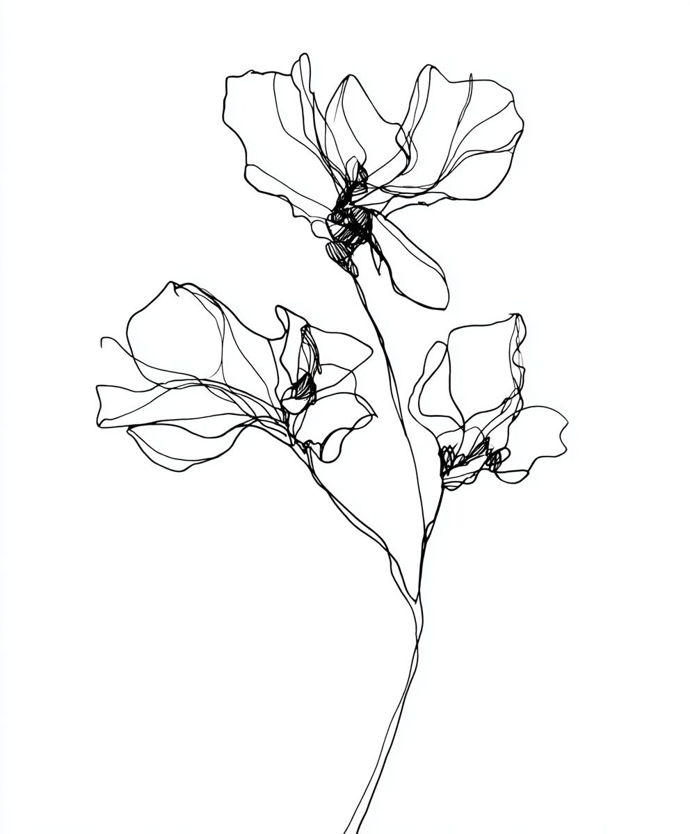 Minimalist Floral Line Art Poster. poster — minimalist art