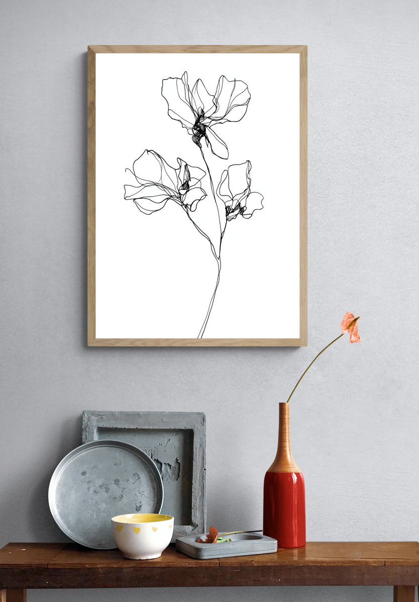 Minimalist Floral Line Art Poster. — room view 3