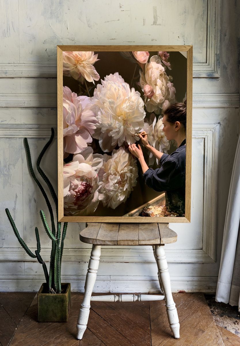 Floral Painter at Work Print. — room view 1