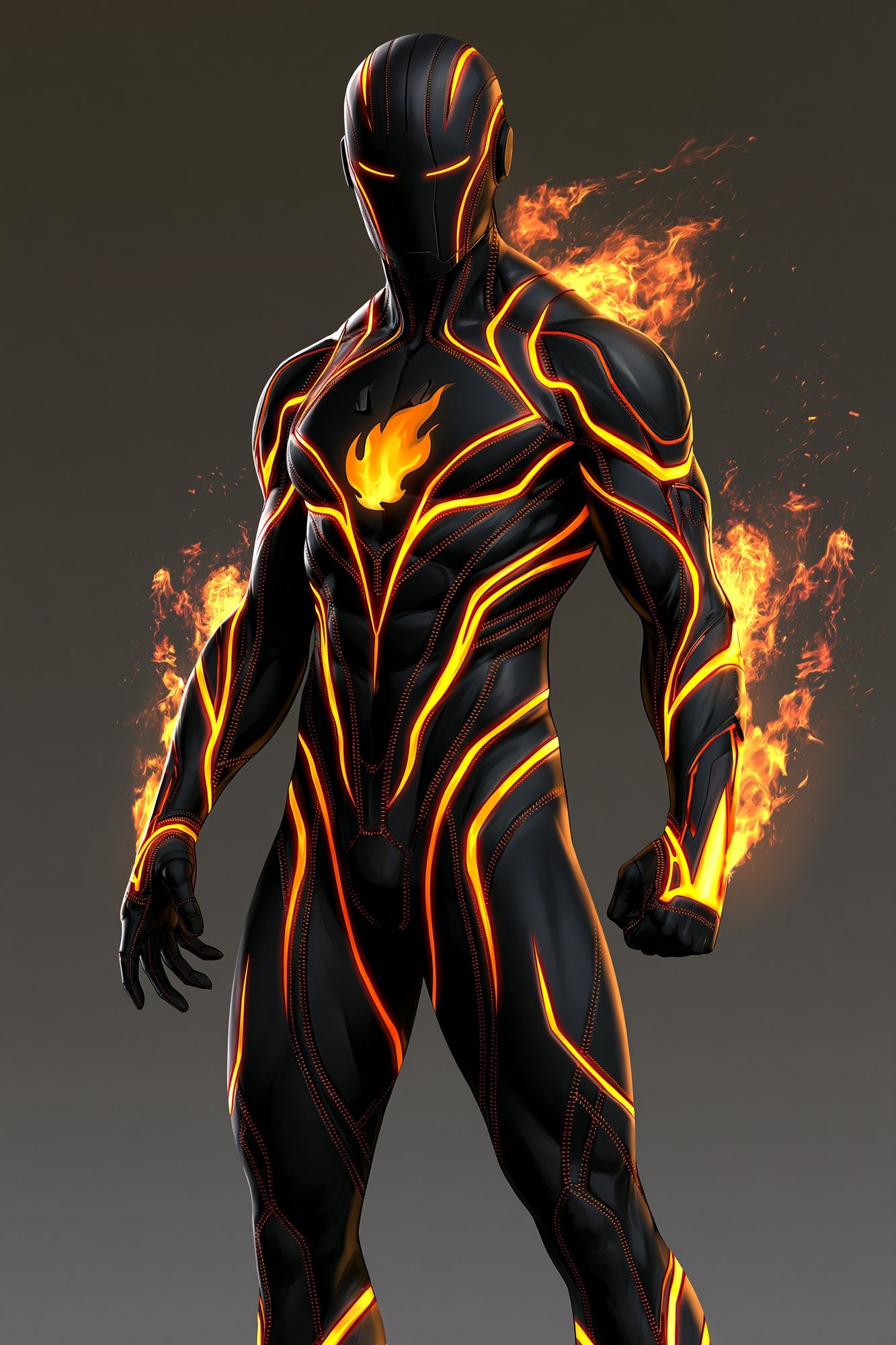 Flame Cyber Warrior Illustration Poster. poster — illustration art
