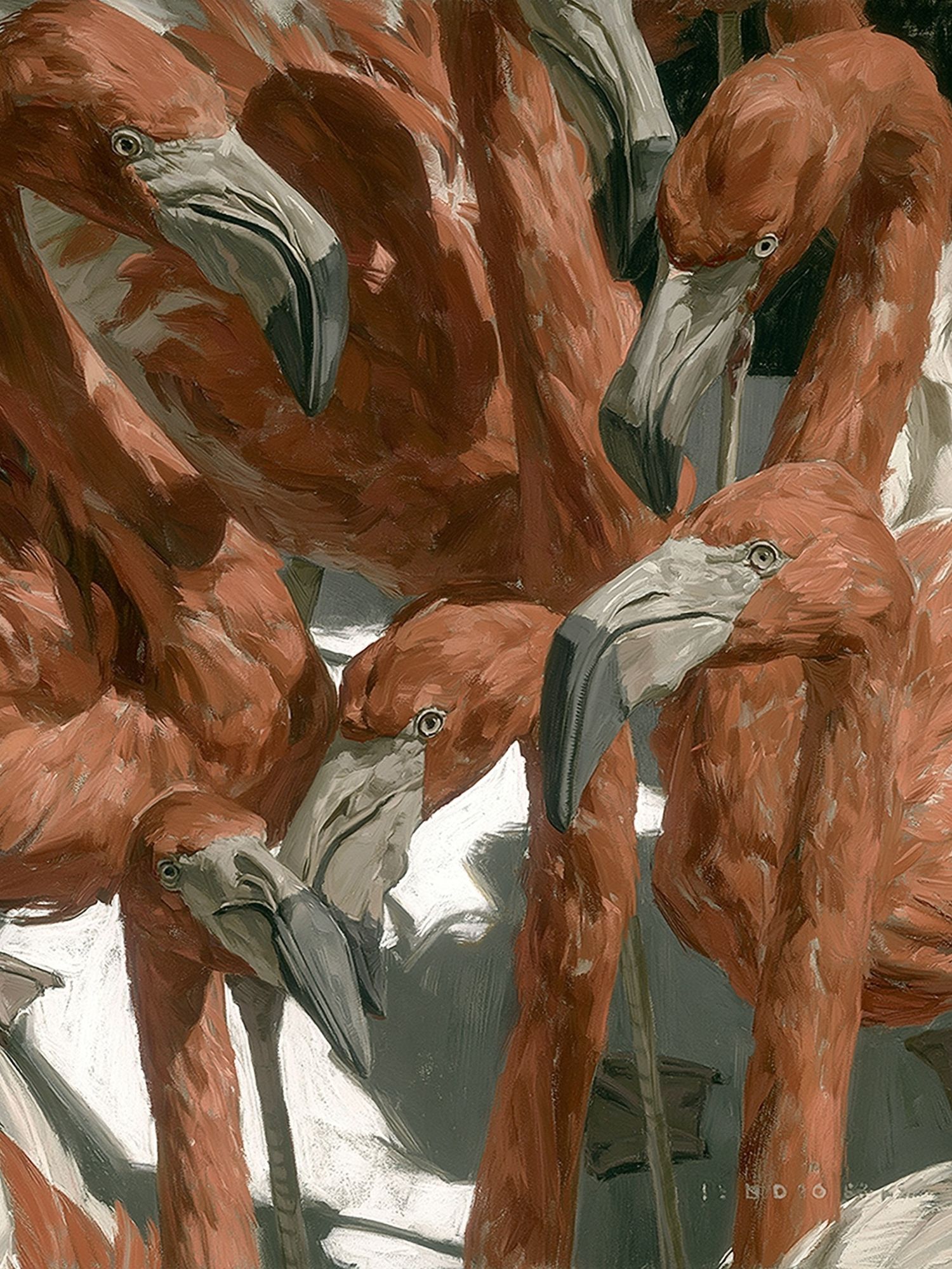 Flamingo Flock Illustration Poster. poster detail