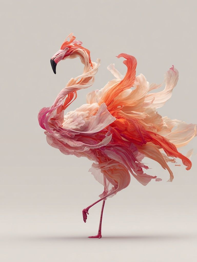 Flamingo Abstract Illustration Poster. poster detail
