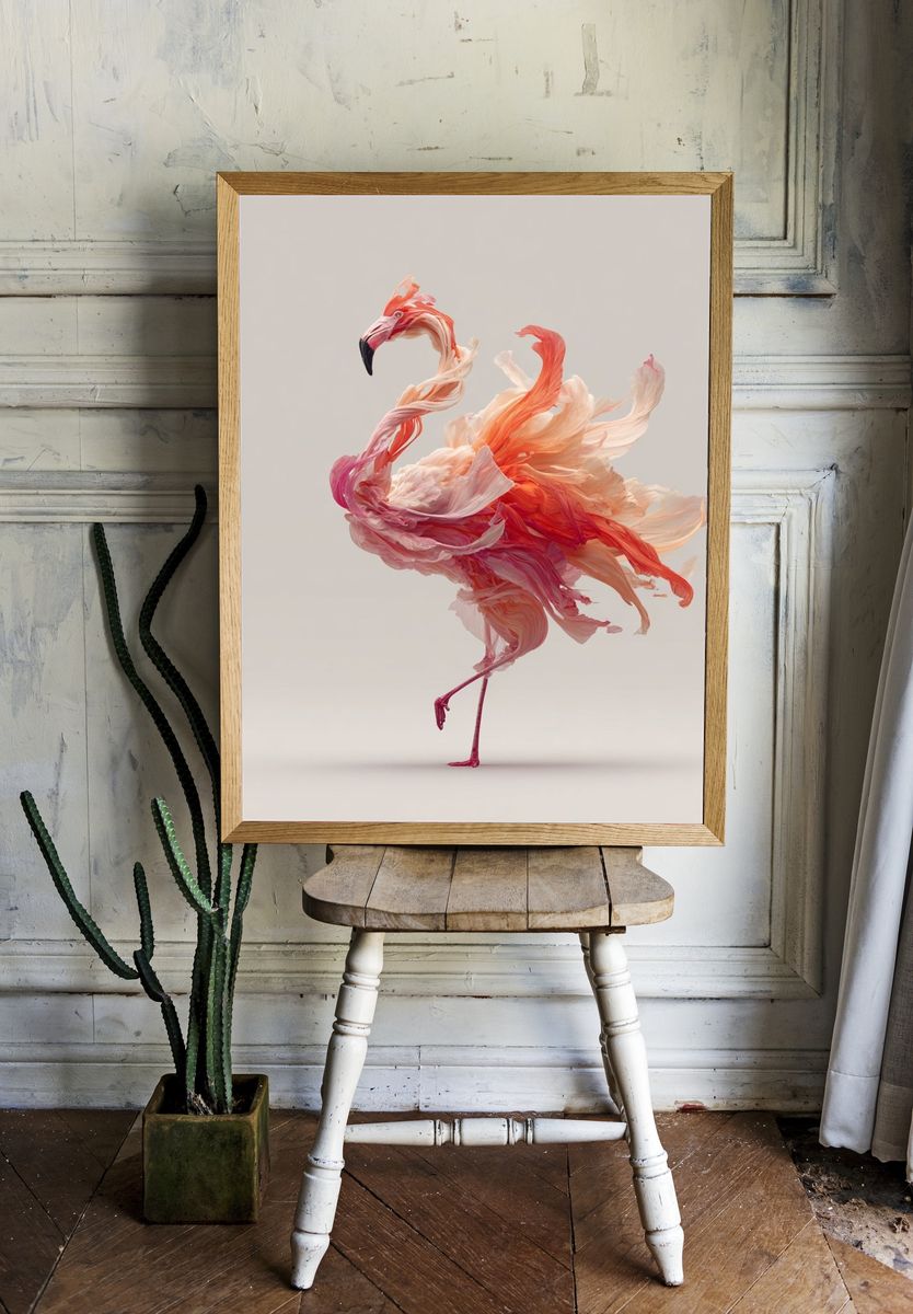 Flamingo Abstract Illustration Poster. room preview
