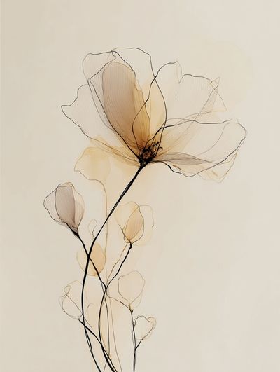 Delicate Floral Line Art Poster. poster print