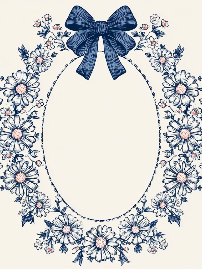 Floral Bow Frame Illustration Poster. poster detail