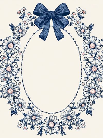 Floral Bow Frame Illustration Poster. poster