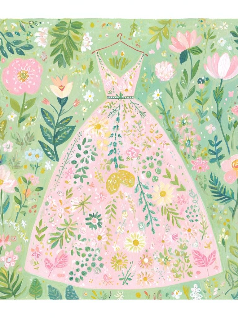 Floral Dress Illustration Poster. poster — illustration art