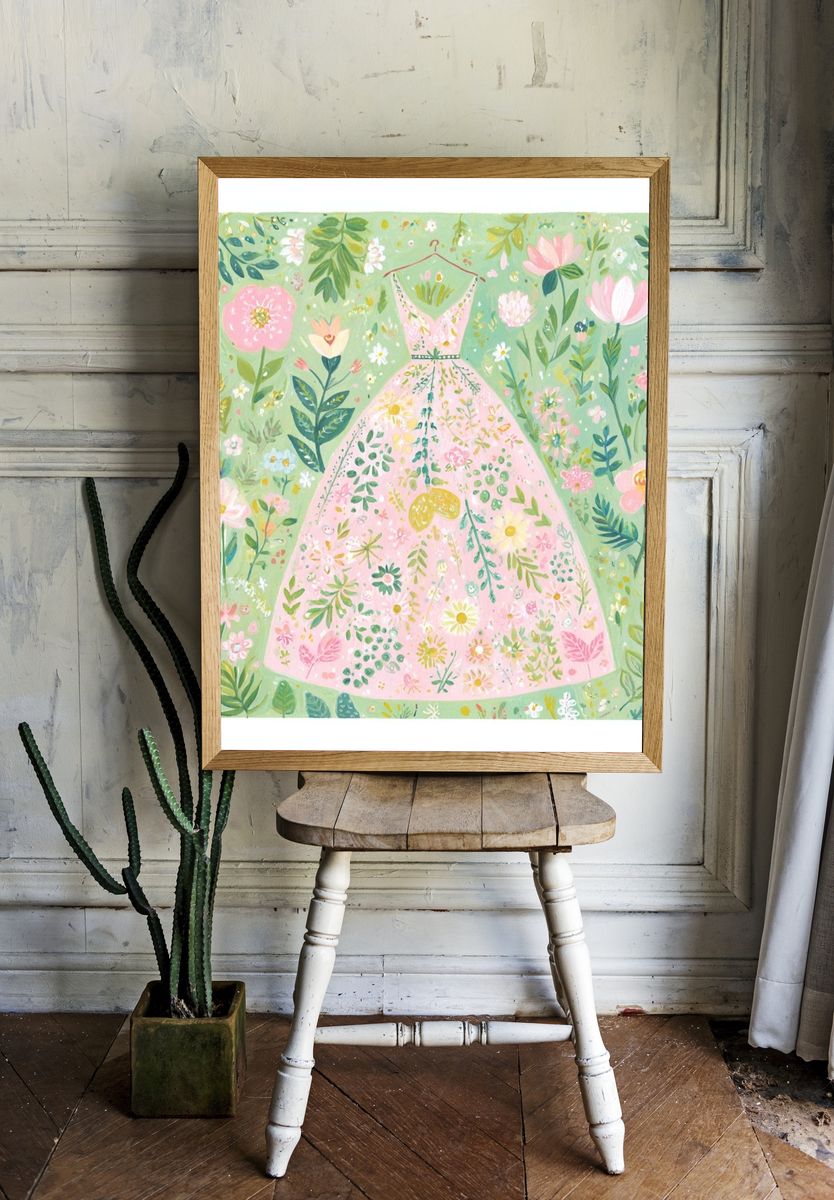 Floral Dress Illustration Poster. — room view 1