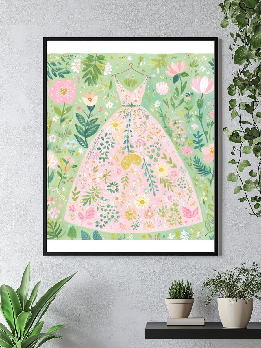 Floral Dress Illustration Poster. — room view 4