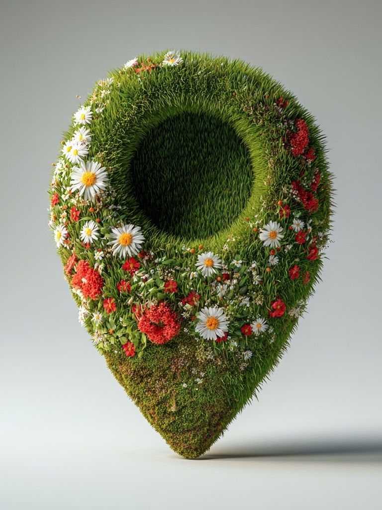 Floral Location Marker — Illustration Print. poster detail