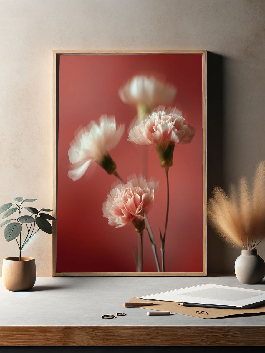 Soft Pink Carnations — Floral Print. — room view 2