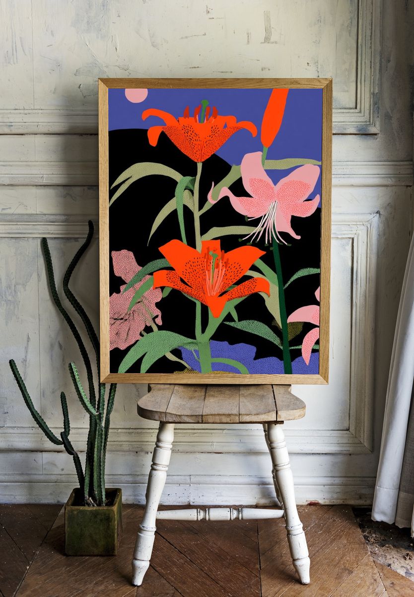Vibrant Floral Illustration Poster room preview