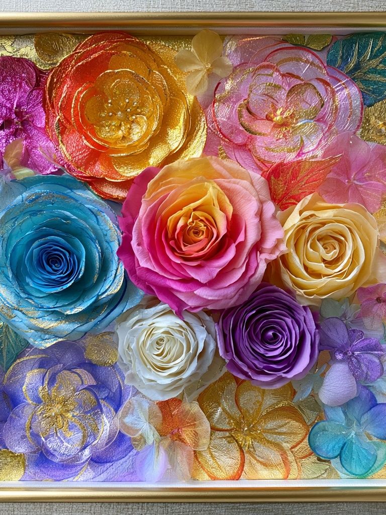 Rainbow Floral Relief Poster. poster detail