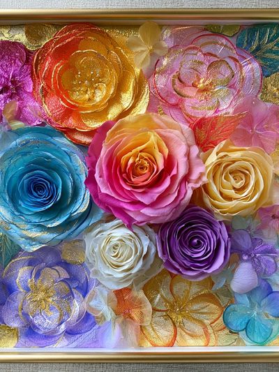 Rainbow Floral Relief Poster. poster