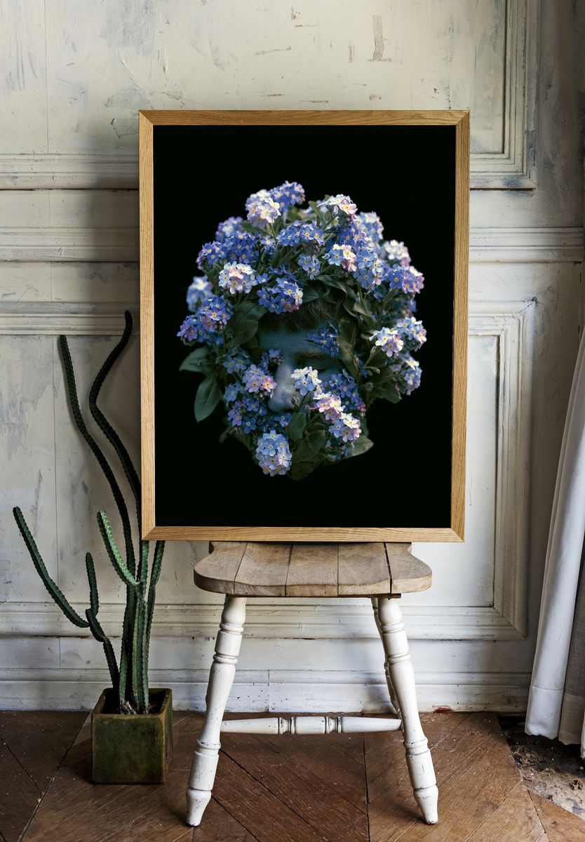 Floral Face Portrait Print. — room view 1