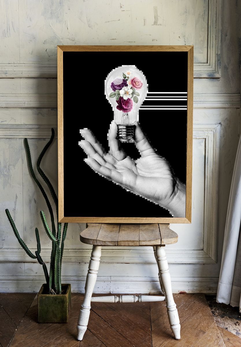 Floral Light Bulb — Illustration Print. — room view 1