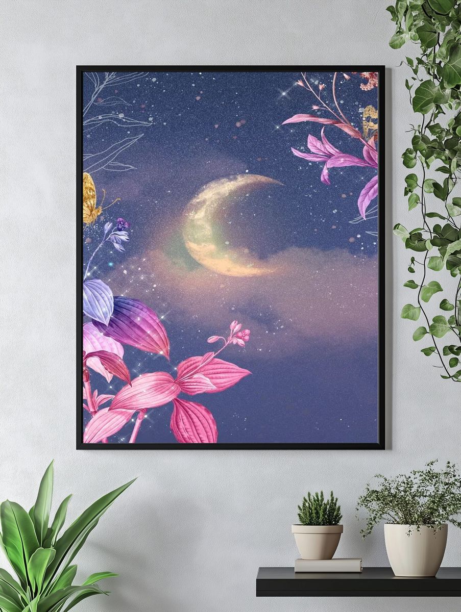 Moonlit Floral Fantasy Poster. — room view 4