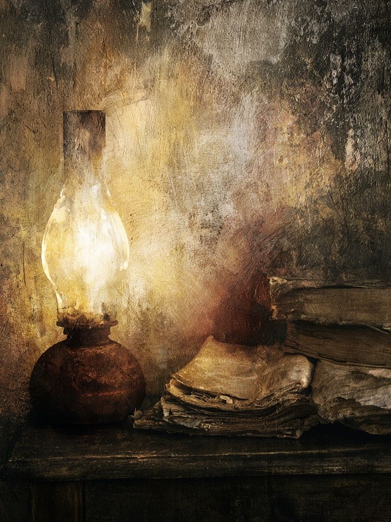 Oil Lamp Still Life Poster. poster — fine-art art