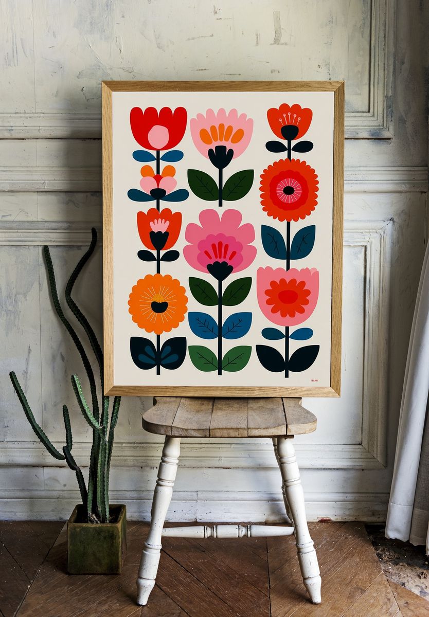 Colorful Floral Illustration Poster. room preview